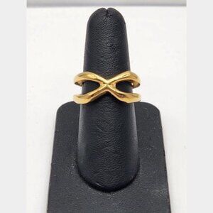 UNOde50 18k Gold Plated Crossed Open Weave Ring New sz 9